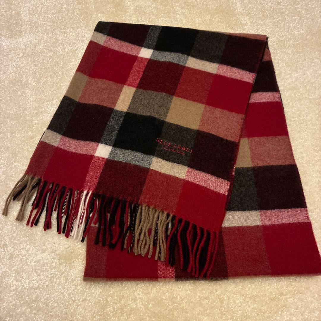 【カシミヤ100%！】【未使用品！】BLUE LABELウォッシャブルマフラー