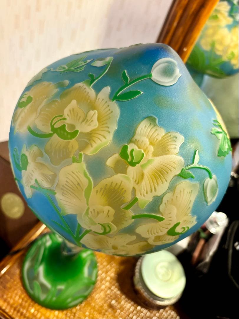 大きめ年代物⭐︎ガレ風アンティークランプ美術館購入品