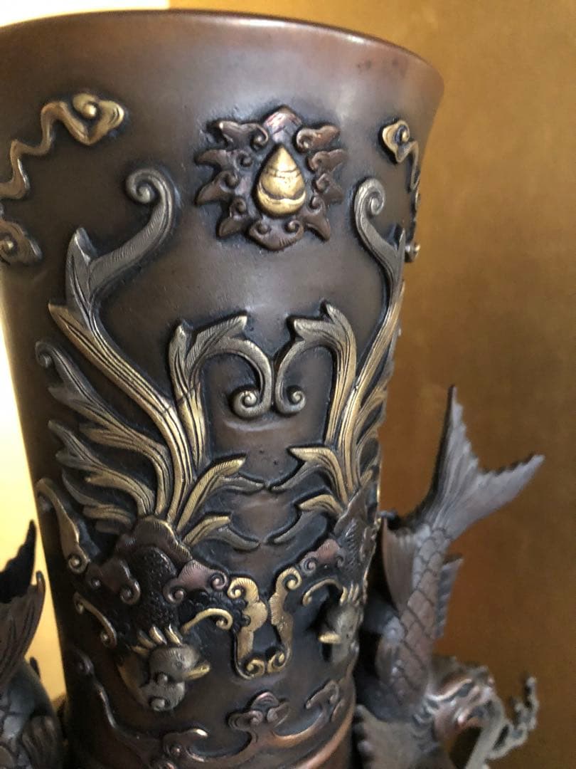 花器 蝋型 青銅製 47cm