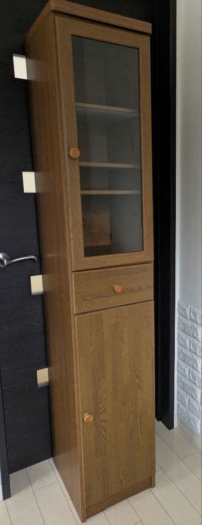 【年代物】ヴィンテージ　キャビネット 棚 収納 木製　ガラス戸