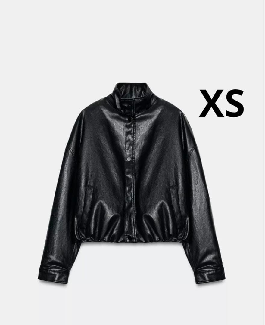ZARA ザラ　フェイクレザーパデッドボンバージャケット　新品、未使用