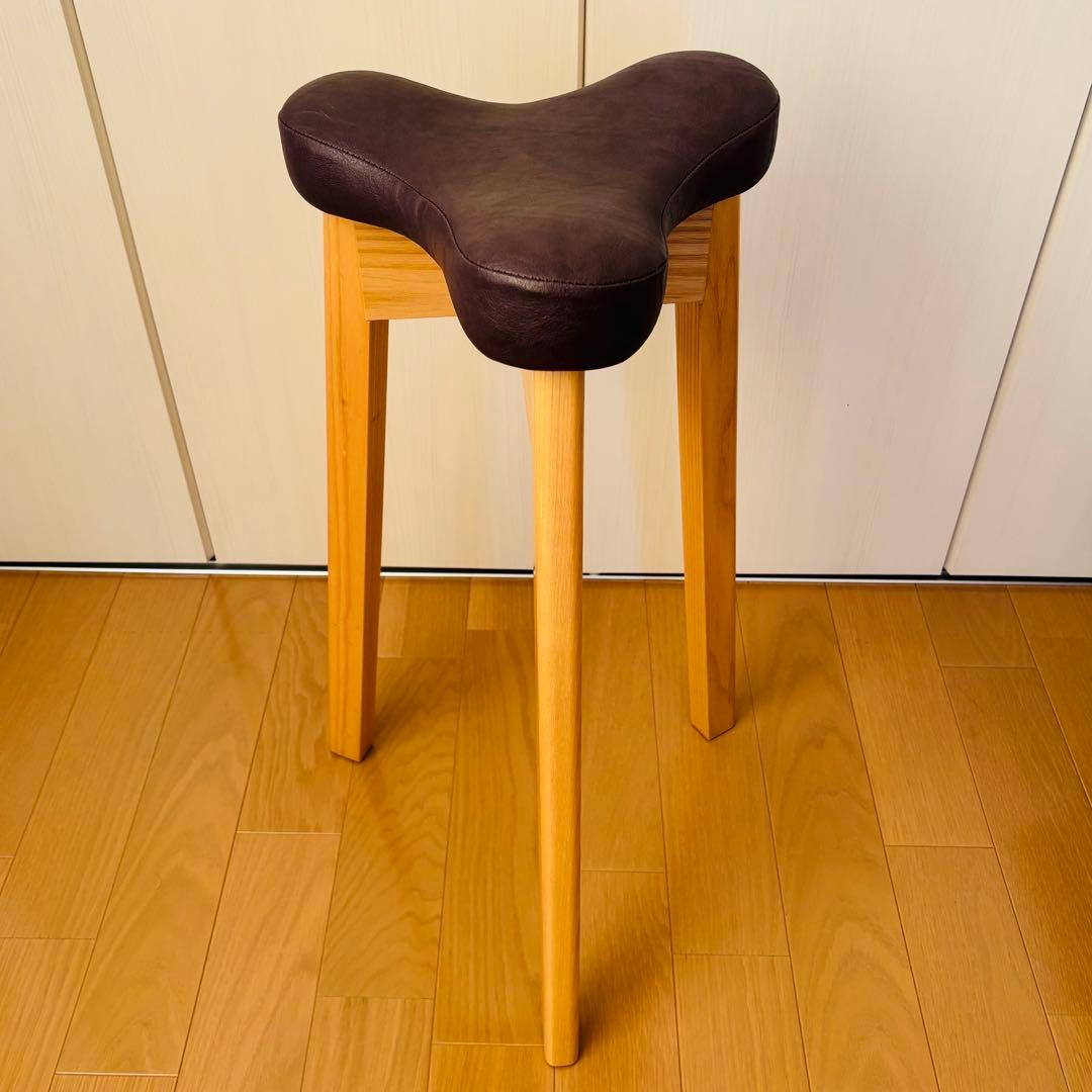 美品 飛行船スタイル マタ美 キッチンスツール ナチュラル パープル 椅子