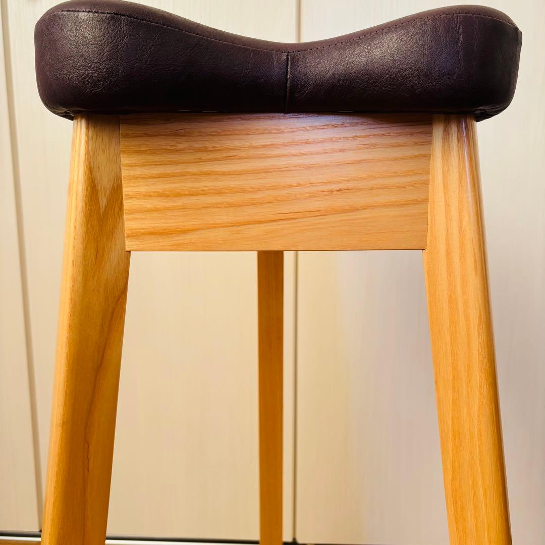 美品 飛行船スタイル マタ美 キッチンスツール ナチュラル パープル 椅子