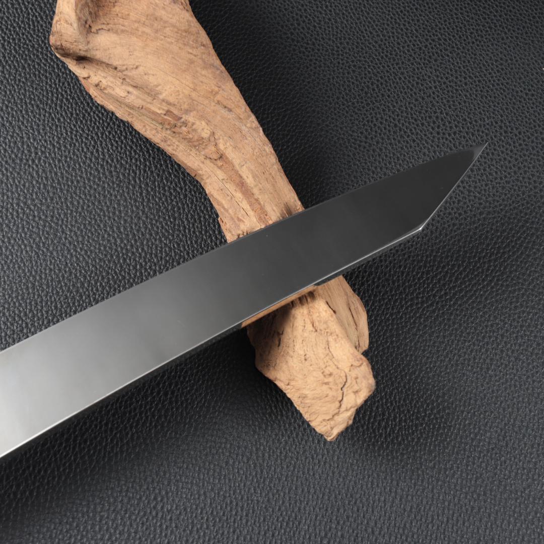 10974鬼反り切付包丁尺二鏡面仕上げ刺身包丁 刃は究極の切れ味黒檀黒水牛八角柄