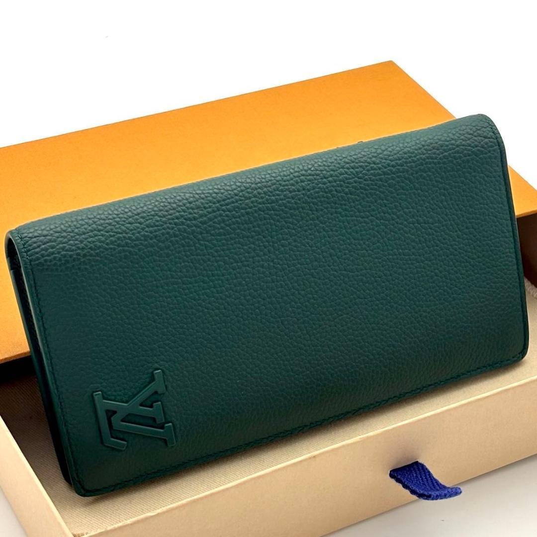 【現行 未使用に近い】ルイヴィトン アエログラム ポルトフォイユブラザ グリーン