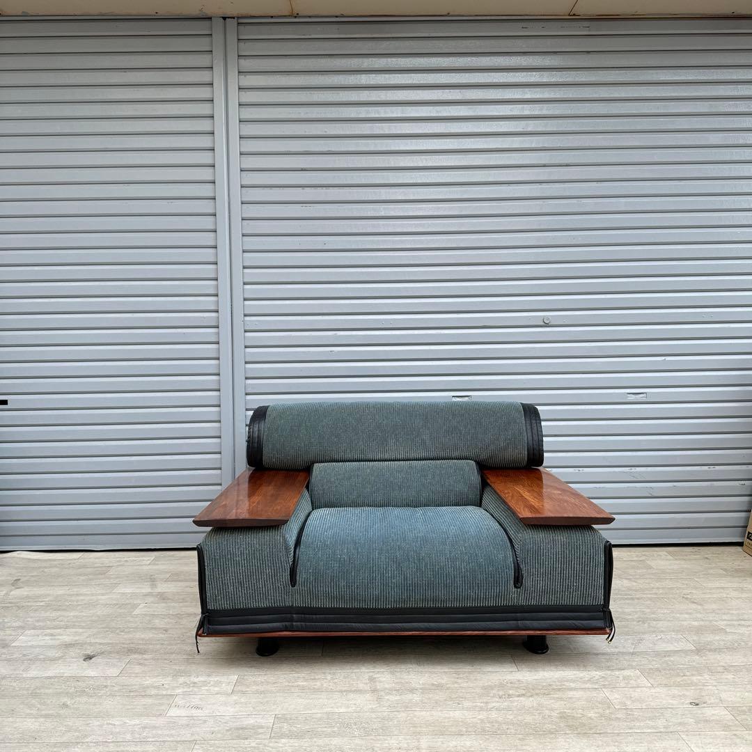 ビベンテ 1人掛けソファ カリン　花梨 ファブリック×革 アームソファ ②