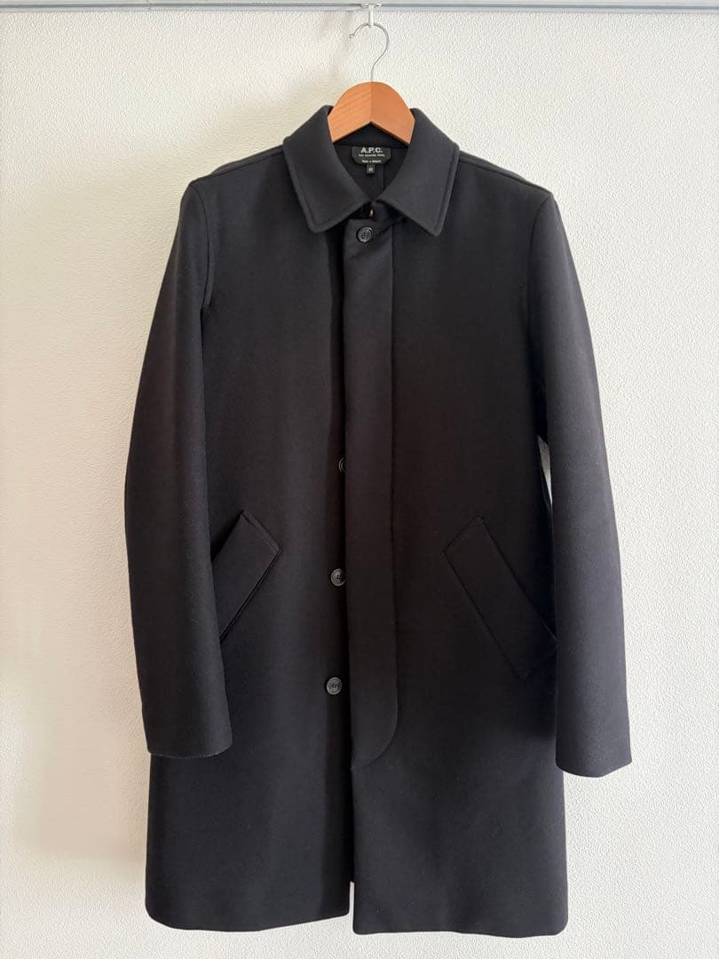 【J】A.P.C. ブラック ステンカラーコート XS 希少ブルガリア製