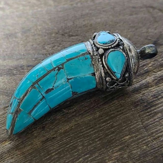 アンティーク ターコイズ トルコ石 銀細工 ネックレス ペンダントトップ