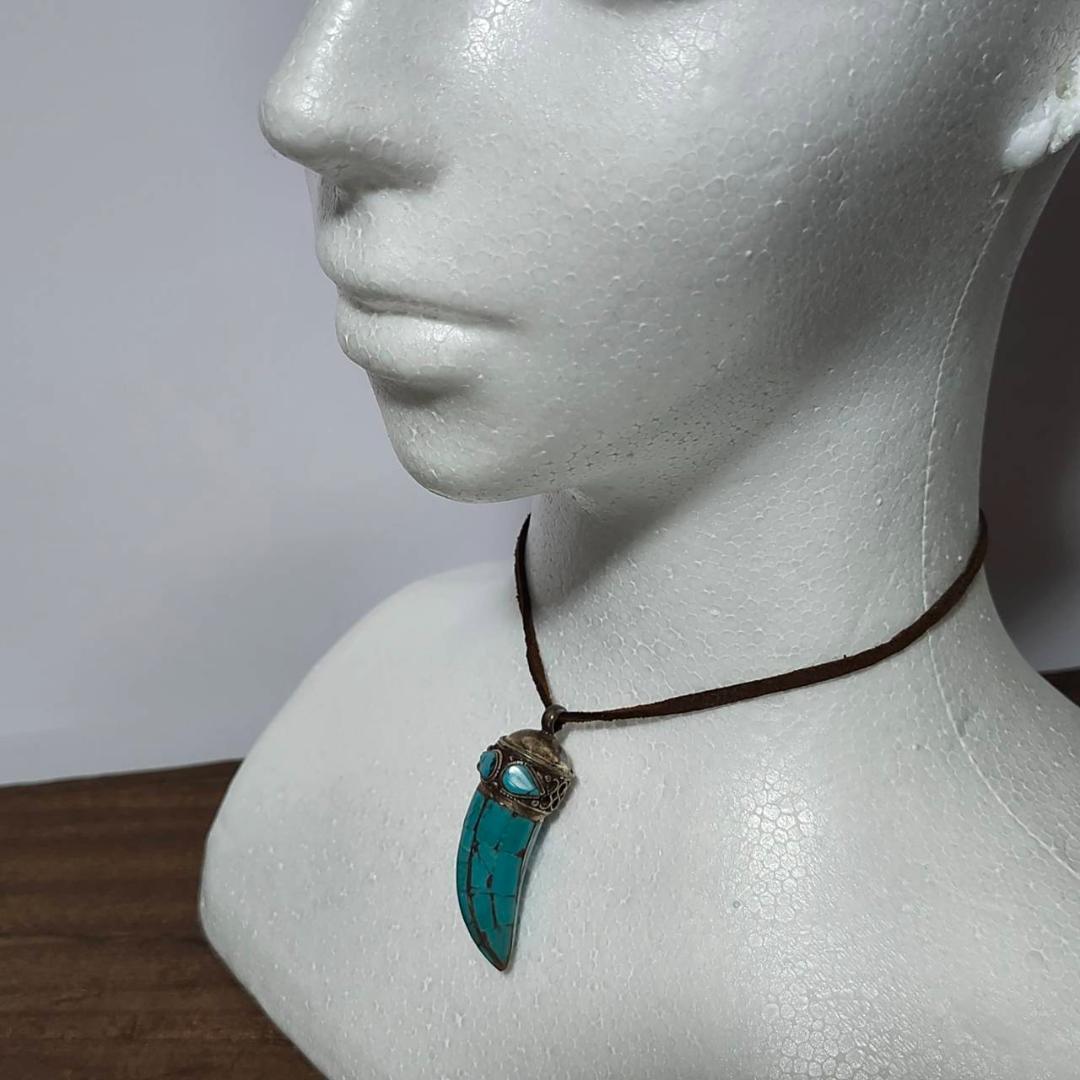 アンティーク ターコイズ トルコ石 銀細工 ネックレス ペンダントトップ