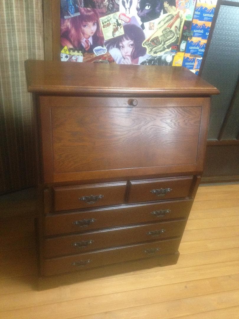 アンティーク欧米風ライティングデスク机 越後民芸家具大正昭和伝統工芸無垢材