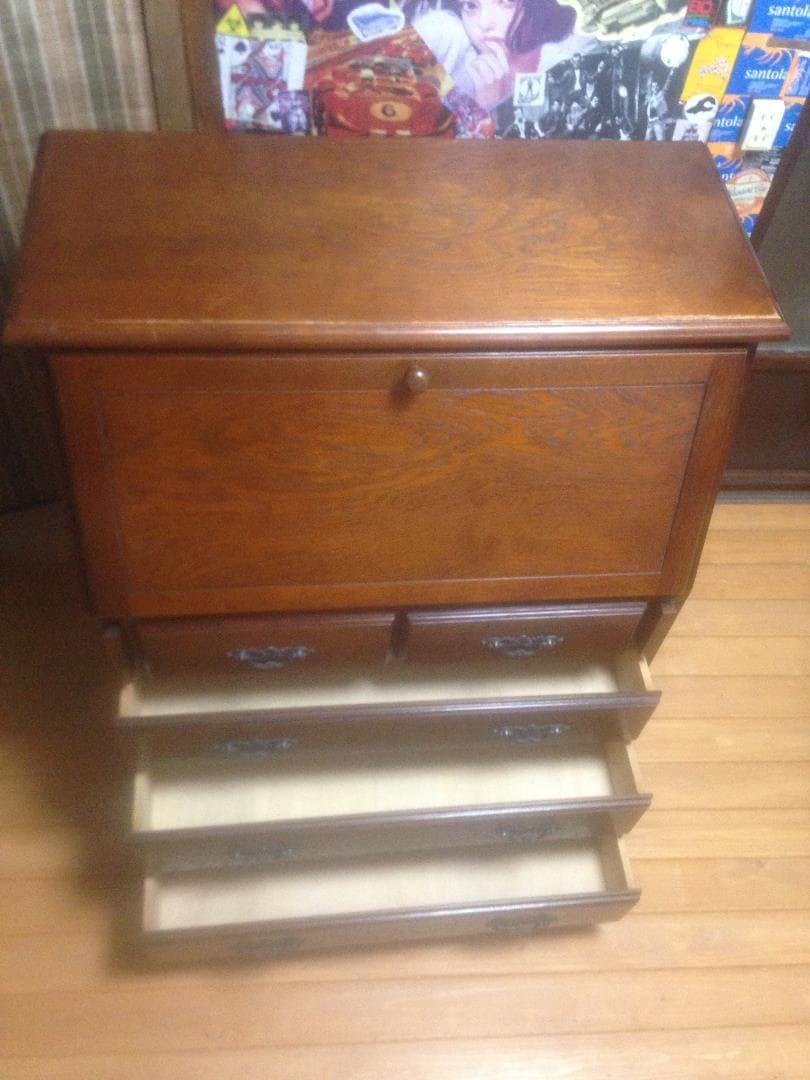 アンティーク欧米風ライティングデスク机 越後民芸家具大正昭和伝統工芸無垢材