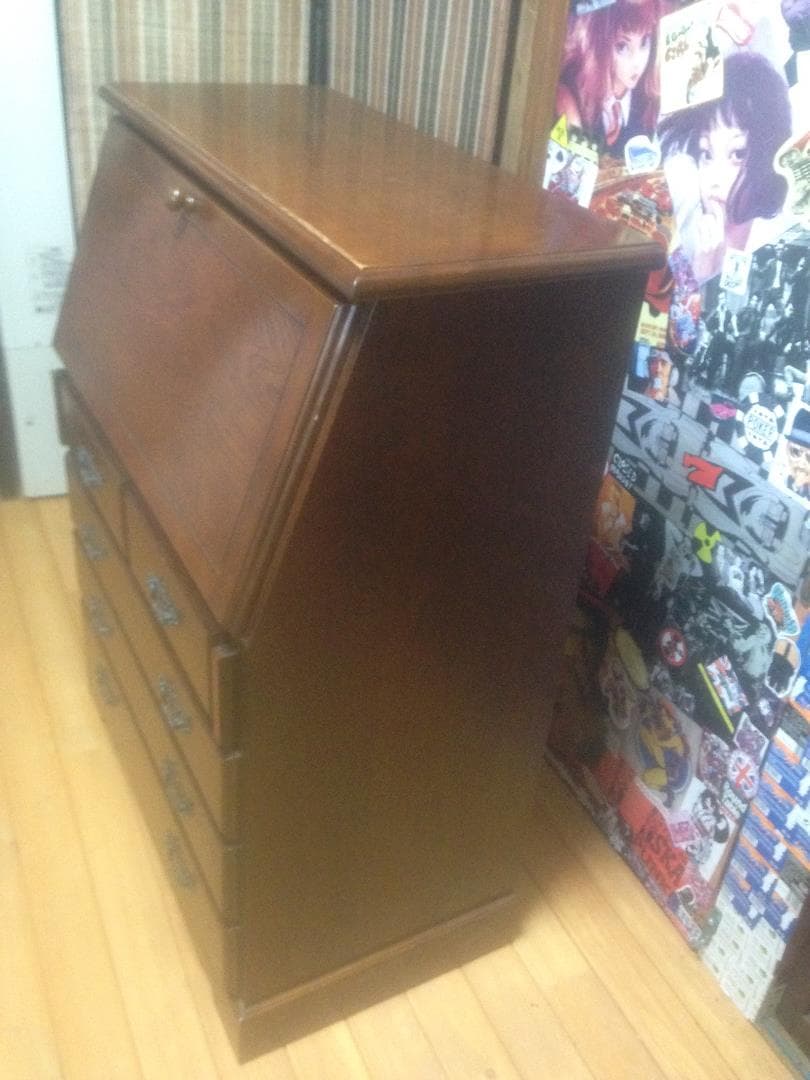 アンティーク欧米風ライティングデスク机 越後民芸家具大正昭和伝統工芸無垢材