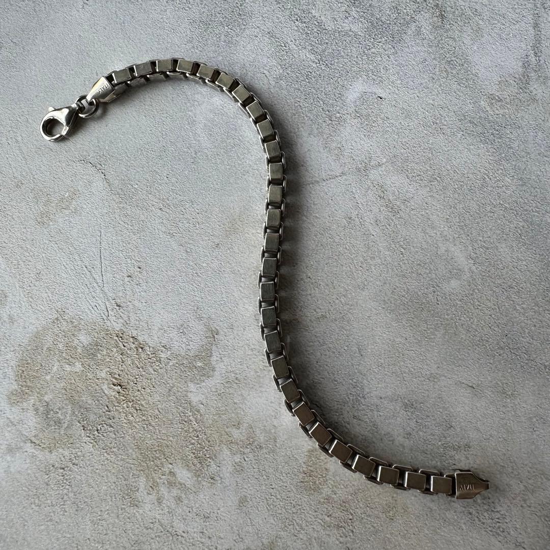 ヴィンテージ ボックスリンクブレスレット シルバー925 イタリア製