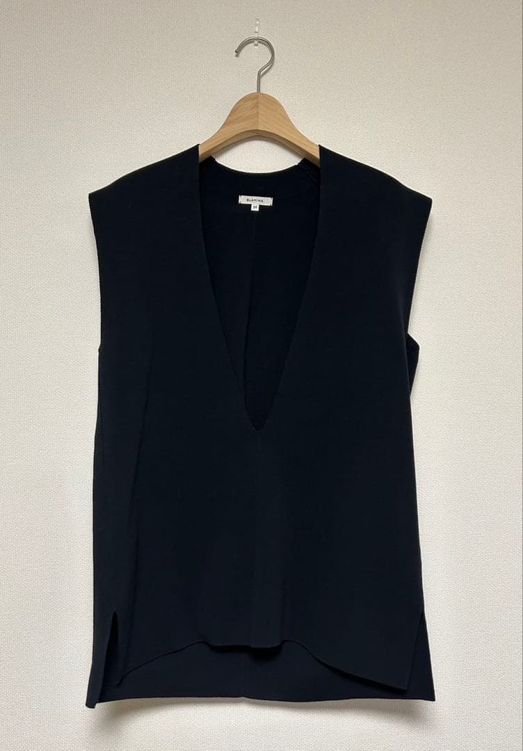 BLAMINK/ブラミンク/14GコットンVネックノースリーブニット/黒/ベスト