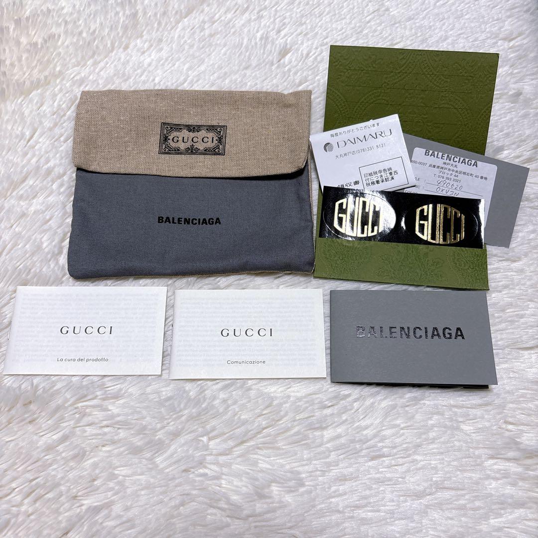 希少✩グッチ バレンシアガ コラボ 三つ折り財 GG柄 PVC 金具 スプリーム