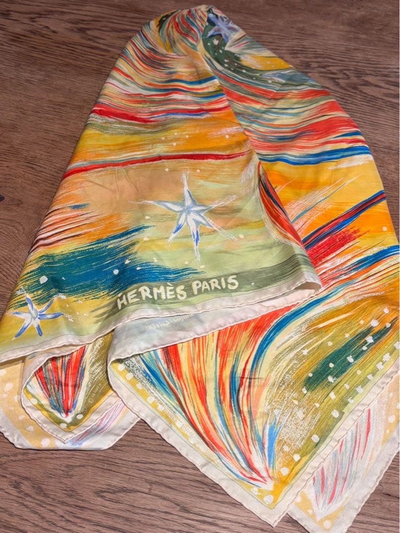 【美品】エルメス　カレ90スカーフFEUX DU CIEL 天の火　シルク