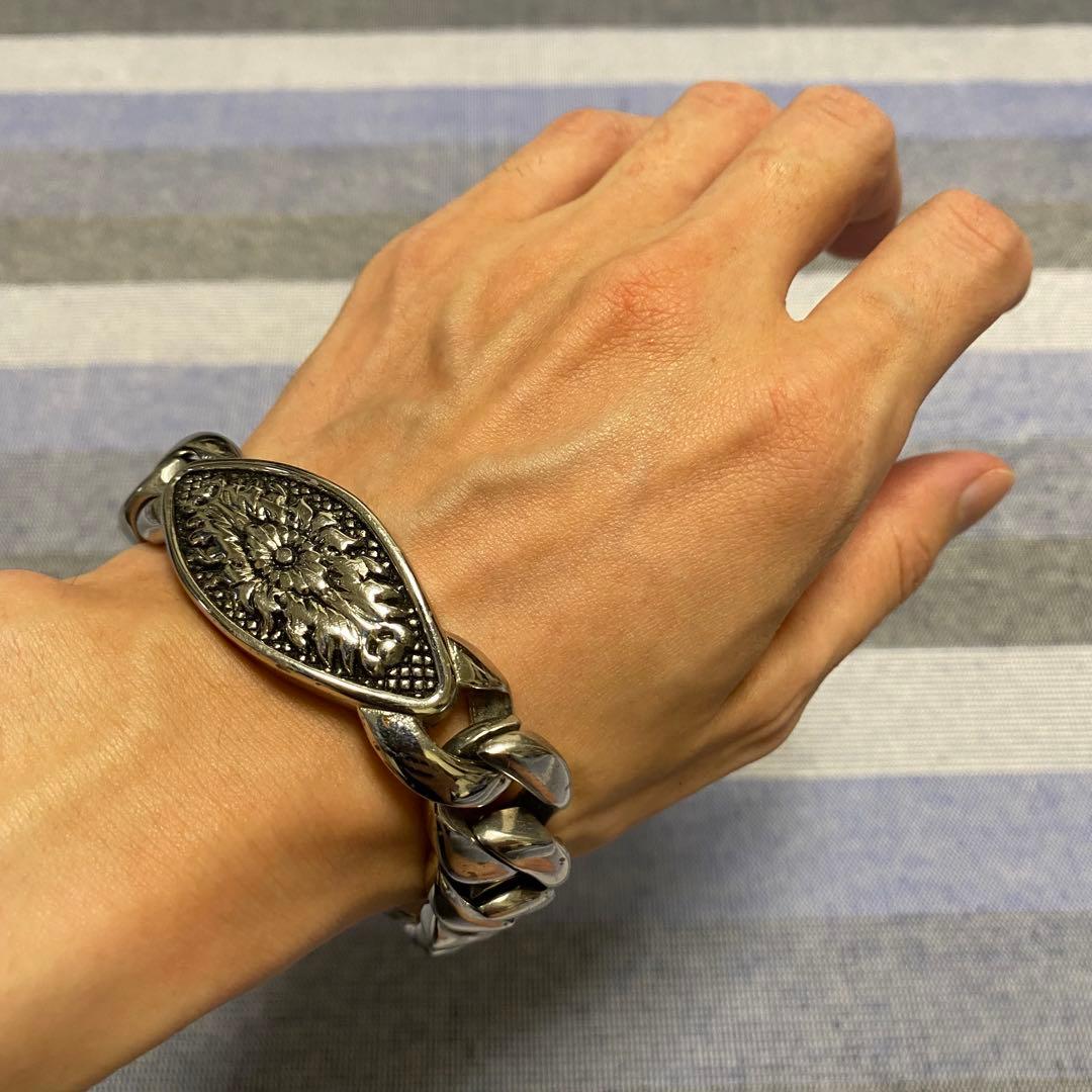 【極稀少】極太チェーンブレスレット 装飾付き