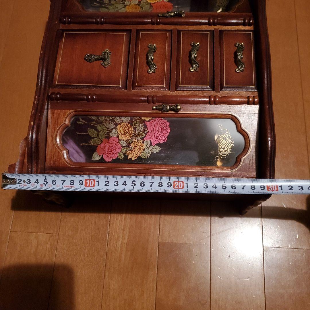 木製 アクセサリーケース 花柄ガラス扉1点！