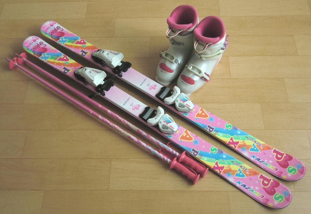 ■1月限定■送料無料■KAZAMA■子供用スキーセット■板116靴22■WAX■