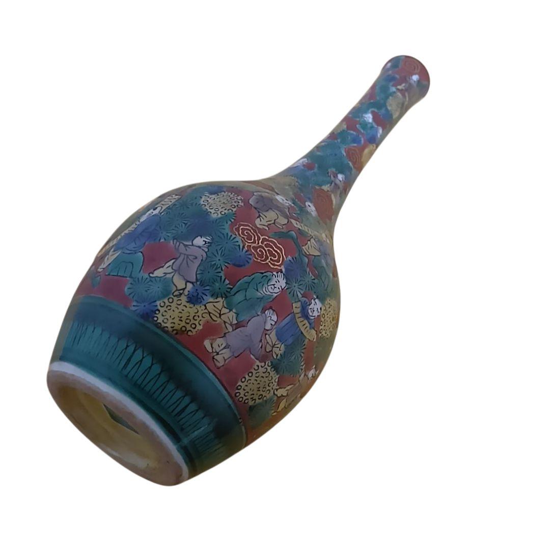 骨董品　九谷焼　青木木米　赤絵賢人図　花瓶花入　花器　一輪挿し　美品‼️①