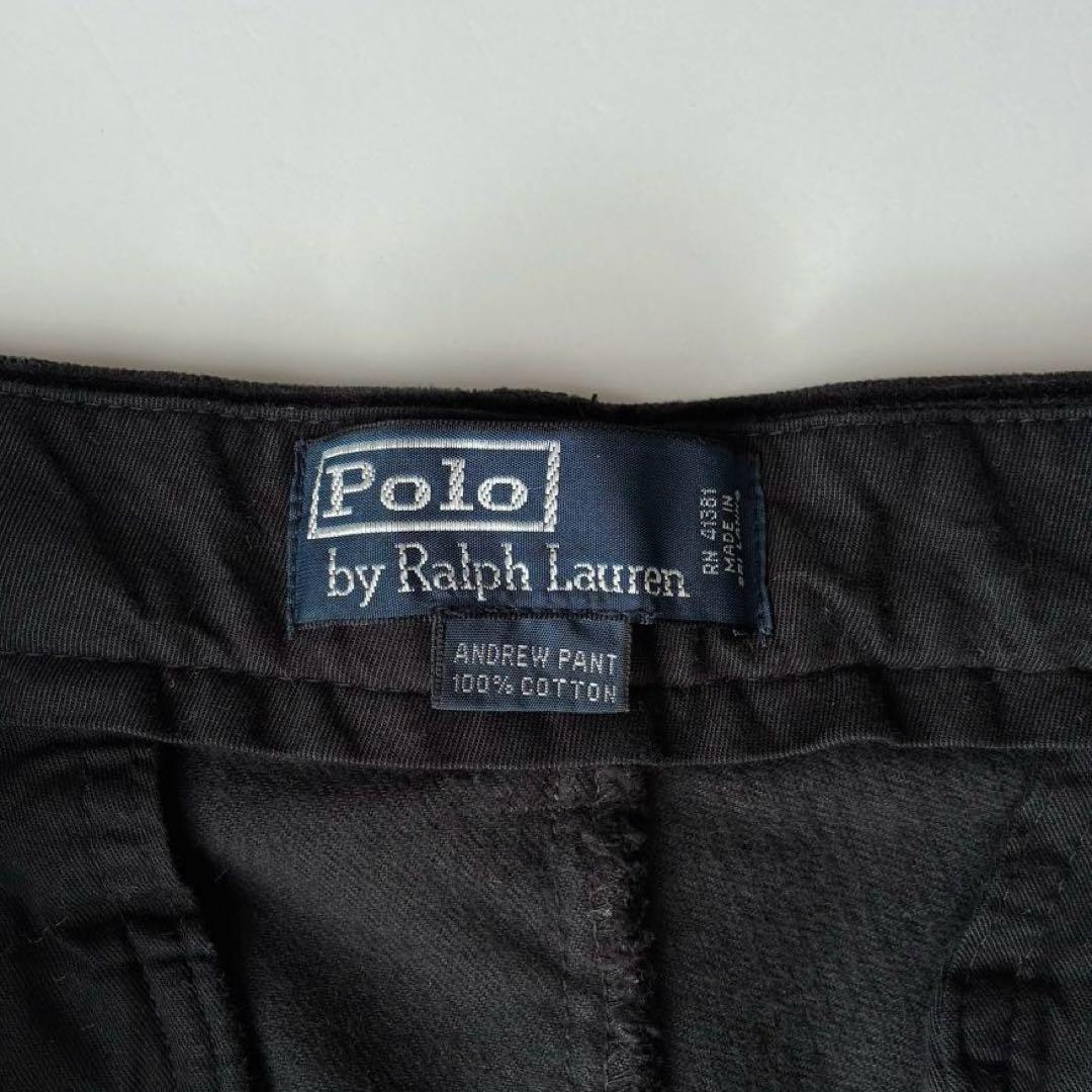 美品 90sポロ ラルフローレン Andrew 黒 太畝 コーデュロイW32