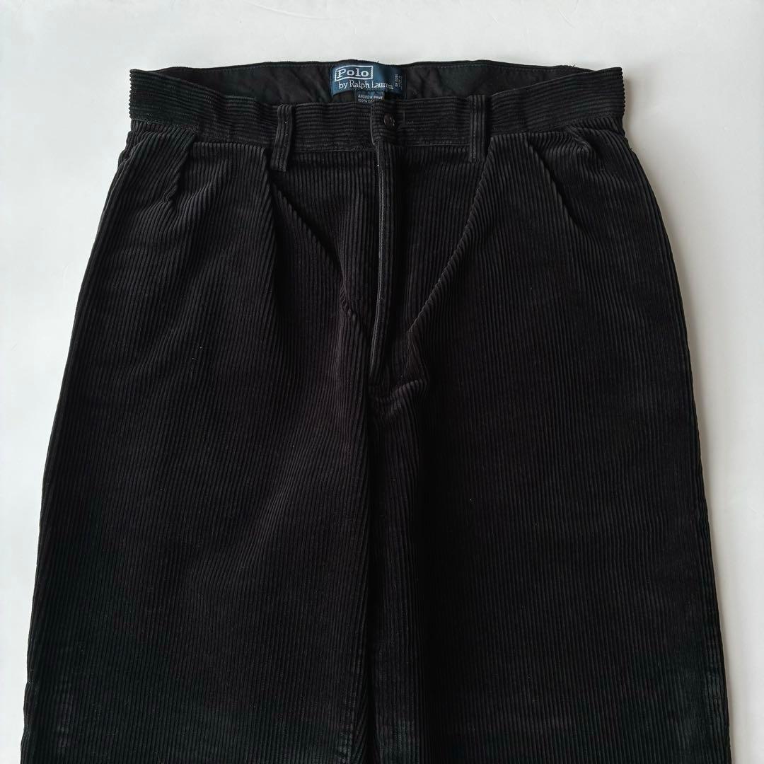 美品 90sポロ ラルフローレン Andrew 黒 太畝 コーデュロイW32