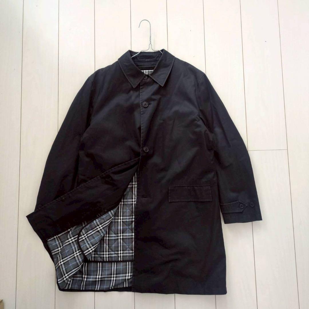 バーバリーブラックレーベル ステンカラーコート ノバチェック　ライナー付　L