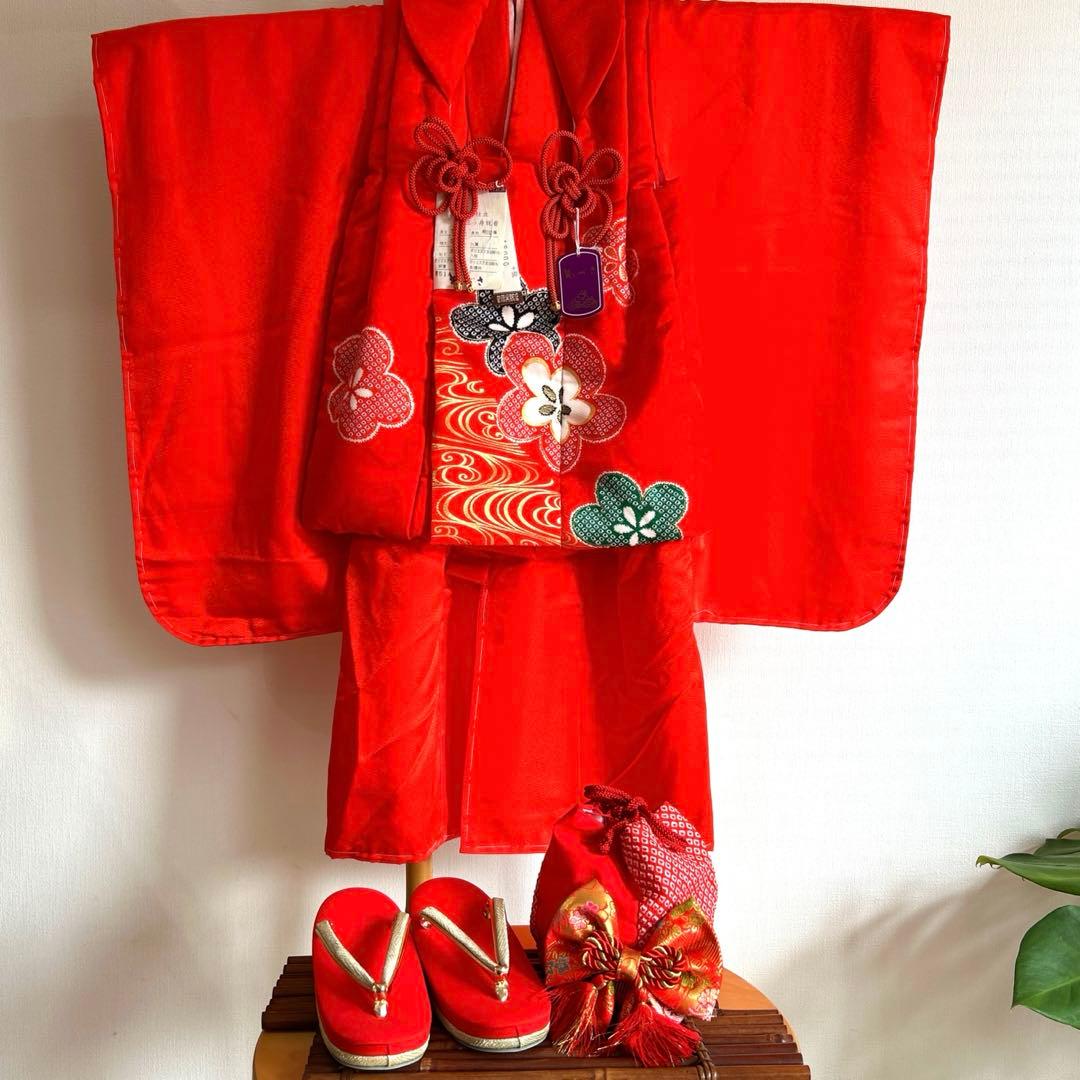 七五三　被布セット3歳　女の子　花柄着物