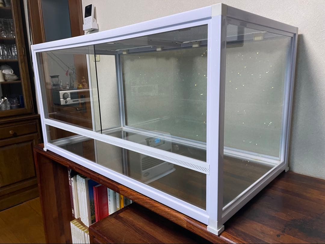 爬虫類　ケージ 90 45 ガラス・金属製　メッシュフタ付き