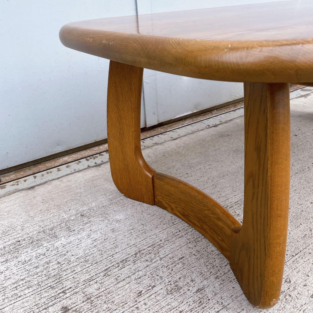 【美品】浜本工芸 T-1500 センターテーブル ナラ材 曲線 ローテーブル