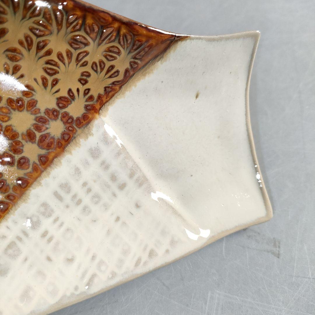 A1380-3/高取焼/亀井味楽 造/高取変形銘々皿5客/共箱/飾皿/懐石道具/