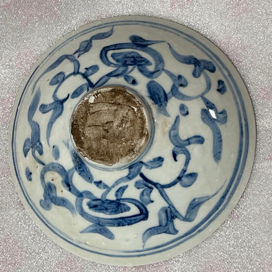 中国 清時代 骨董品 染付皿 手描き　陶芸古美術。