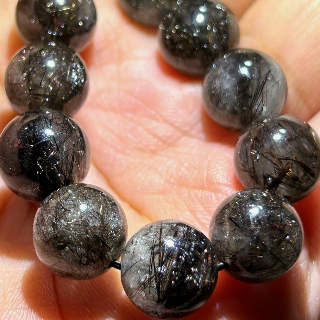 ⭐️最高級品！プラチナ　ブラック　ルチル　ブレス　帝王宝珠！希少！