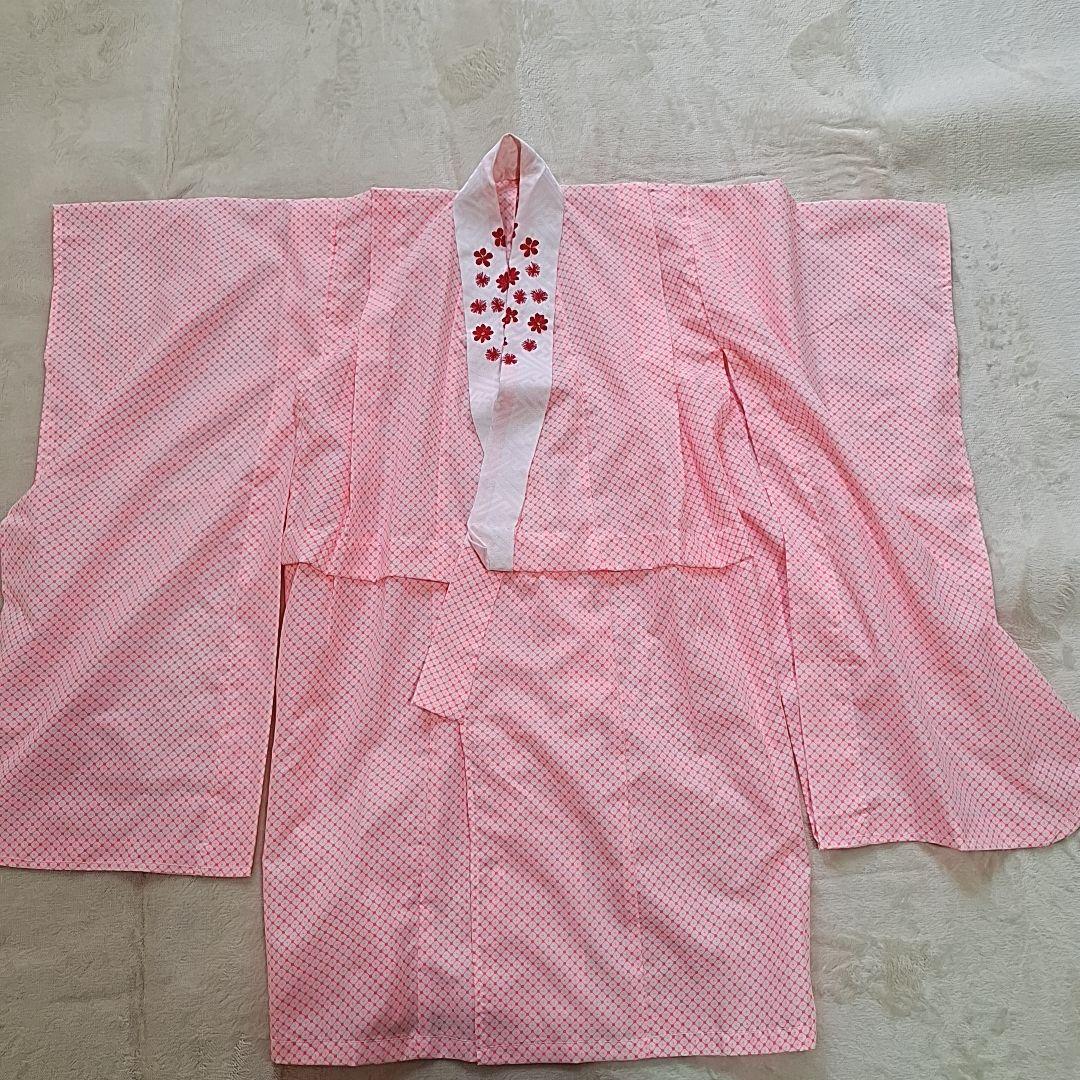 極美品【箱つき８点セット】七五三 子供用 花柄 ピンク　着物 記念 お祝い