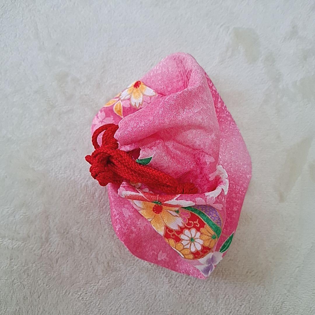 極美品【箱つき８点セット】七五三 子供用 花柄 ピンク　着物 記念 お祝い