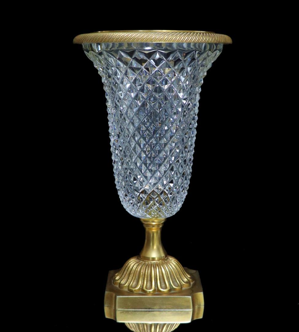 オールド・バカラ 1890年頃 ブロンズ装飾 ディアマン・ビゾー 壺 花瓶 金