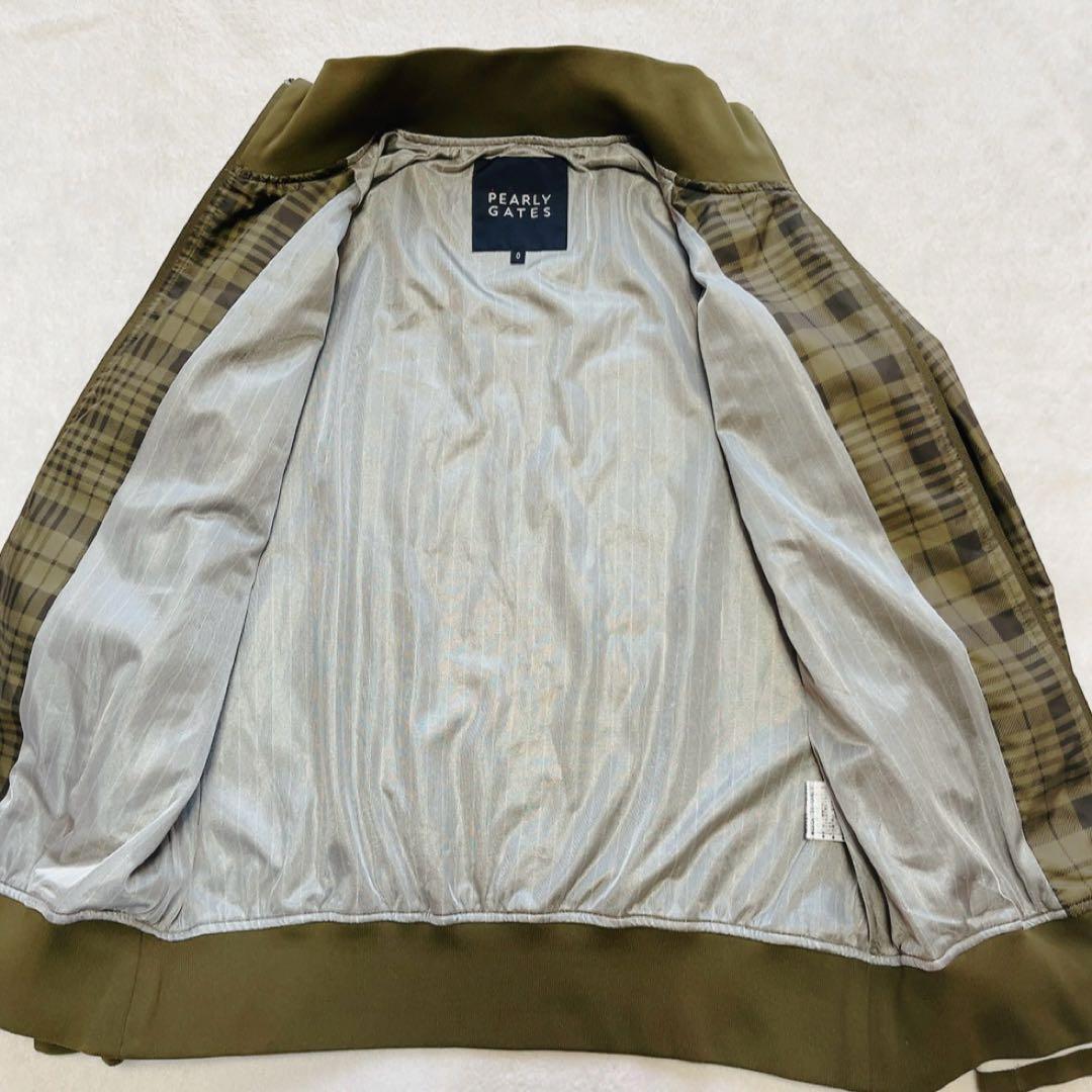 美品　パーリーゲイツ　蓄熱裏地　ナイロン　スニード　ジャケット　カーキ　チェック