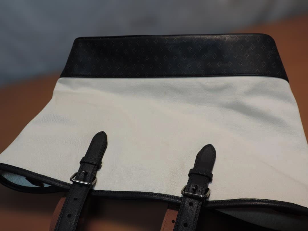 COACH/コーチ　メンズ　トートバッグ　キャンバス×レザー　白×紺　403K☆