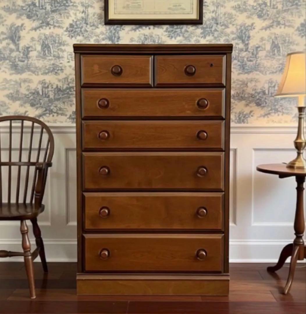 コロニアルスタイル アーリーアメリカン カントリー チェストアンティーク調 6段