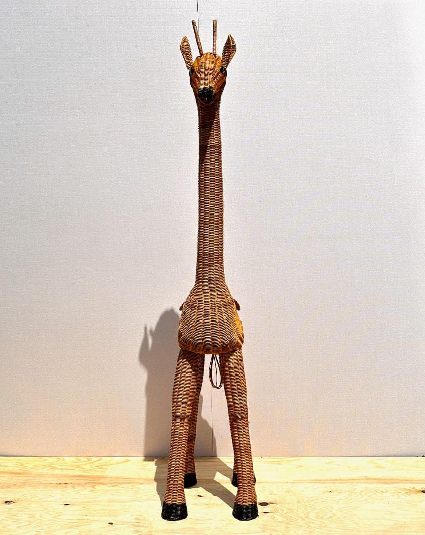 オールドラタン　キリン　オブジェ・プランタースタンド　高さ158cm！