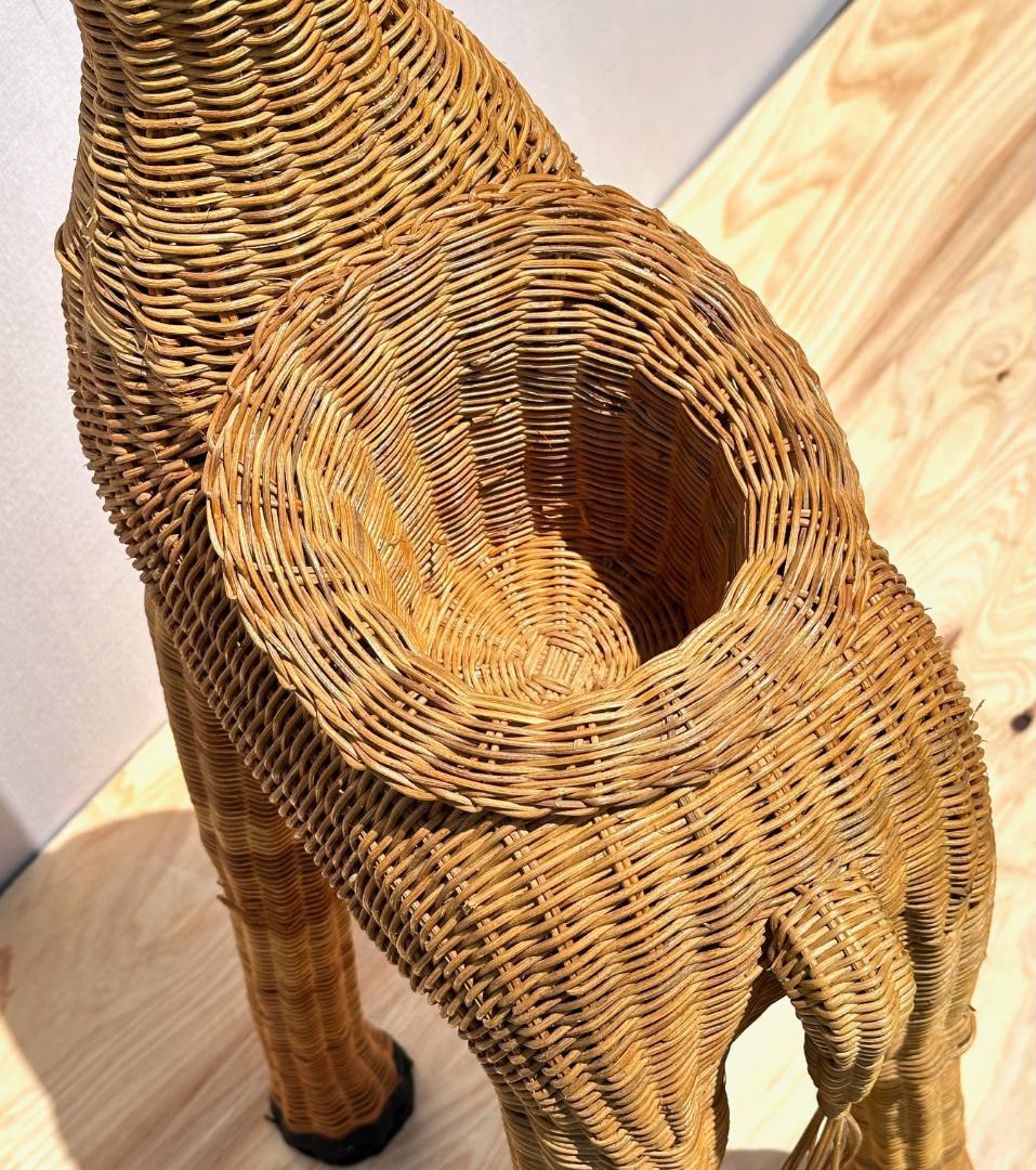 オールドラタン　キリン　オブジェ・プランタースタンド　高さ158cm！