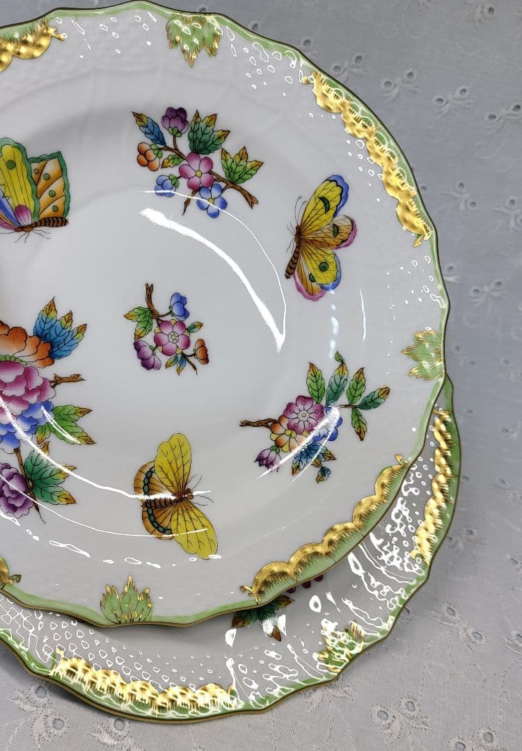 2枚✨ヘレンド ヴィクトリアブーケ サラダ デザート プレート19 皿 花蝶