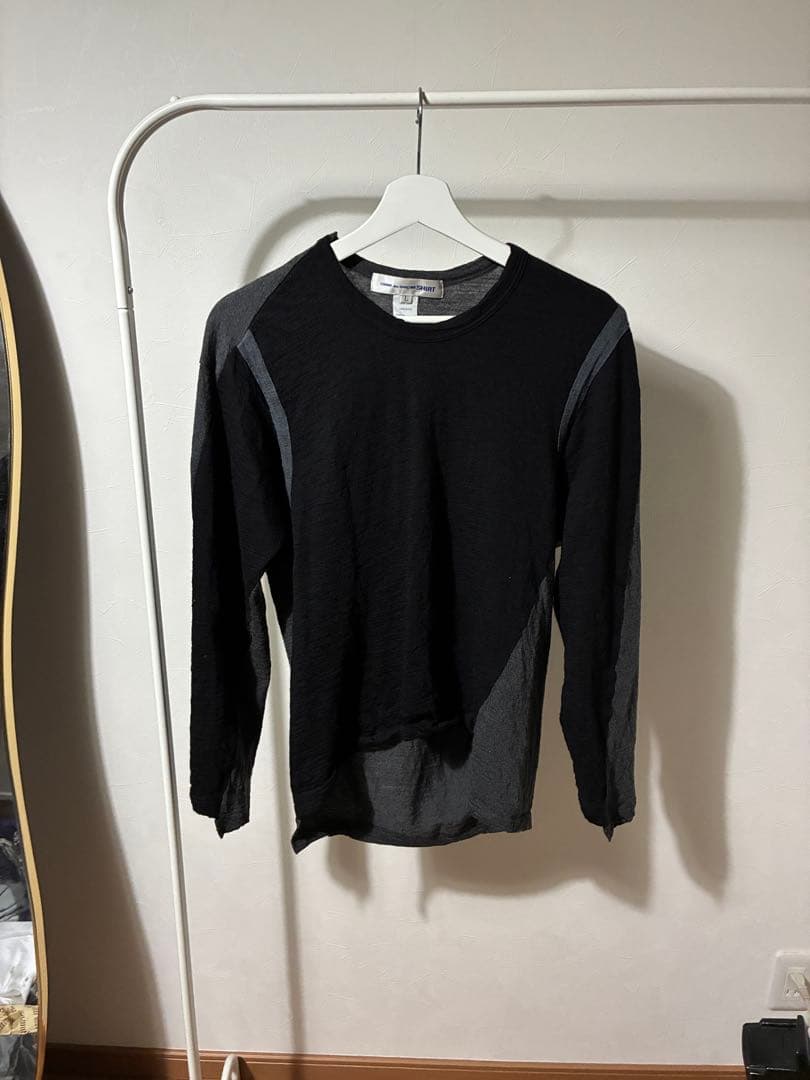 COMME des GARCONS SHIRT 切替ウールカットソー 薄手ニット