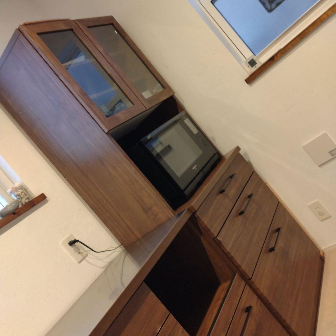 カップボード　食器棚　ナフコ　木目調　ウォルナット