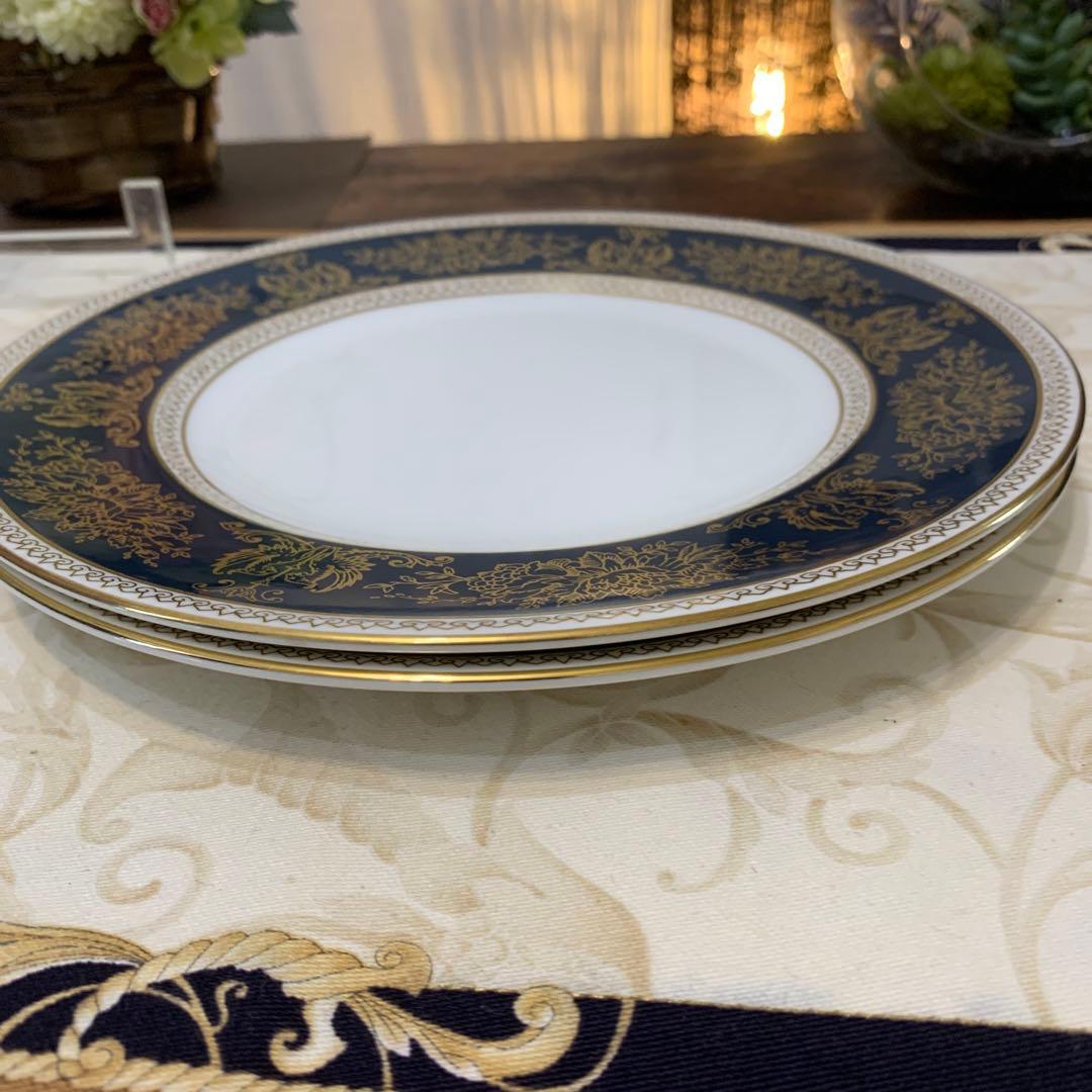 未使用　ウェッジウッド コロンビア　ブルー＆ゴールド 20.5cmプレート