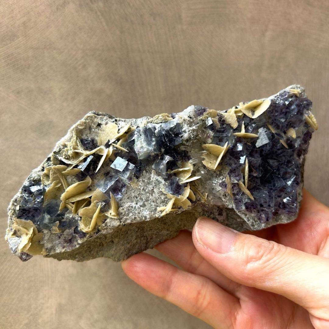 内モンゴル産　フローライト　水晶　菱鉄鉱（シデライト）　共生　原石