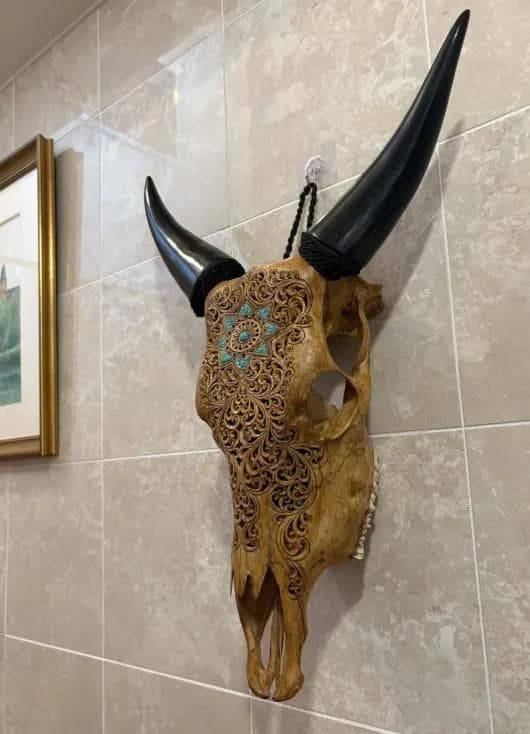 彫刻 牛の頭部 アートインテリア