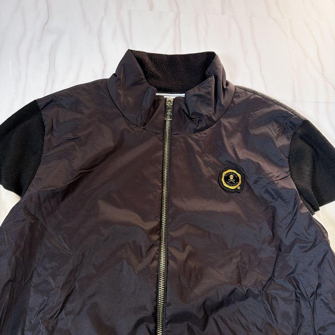 マークアンドロナ ドライバーズニット ナイロンニット切替え ブラック Mサイズ