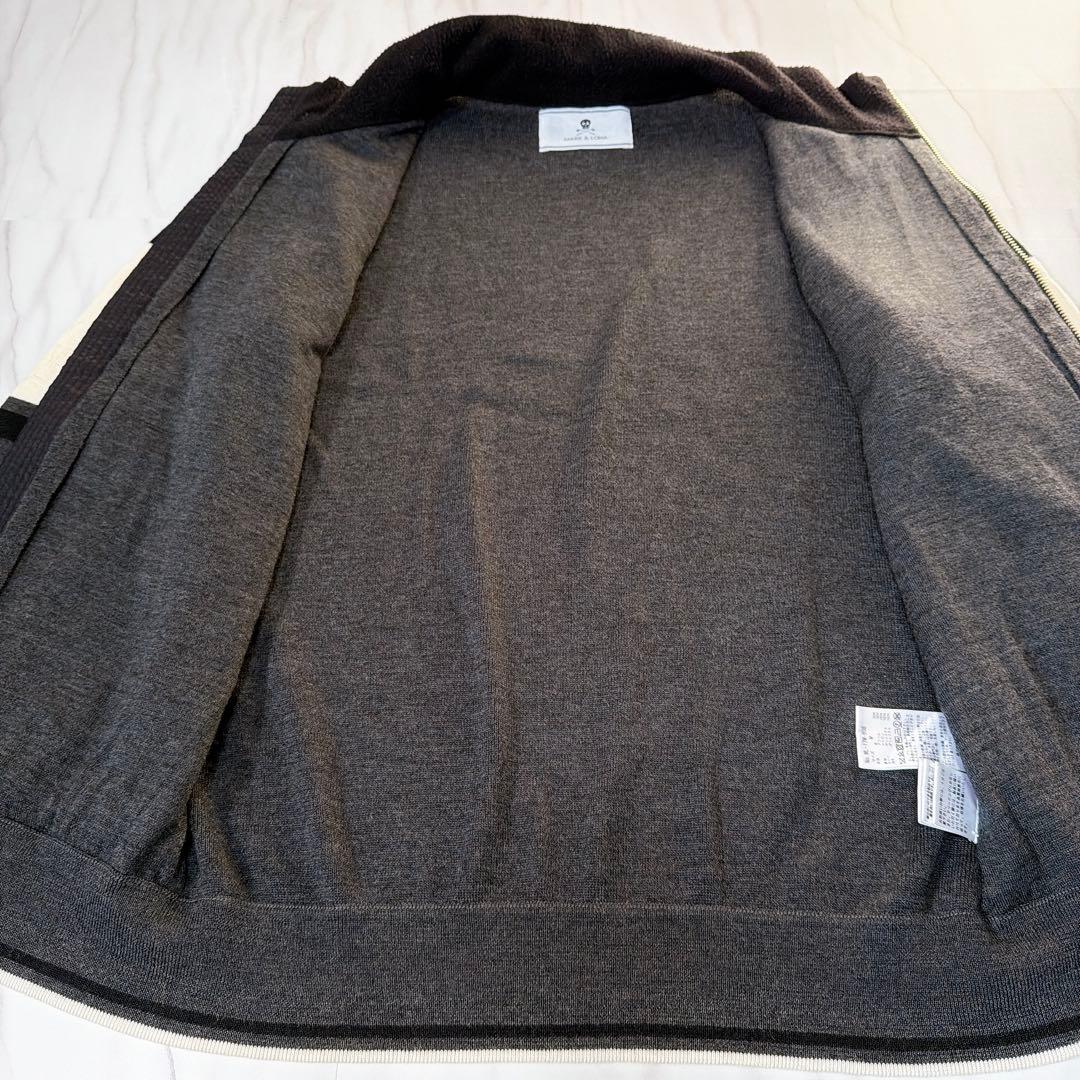 マークアンドロナ ドライバーズニット ナイロンニット切替え ブラック Mサイズ