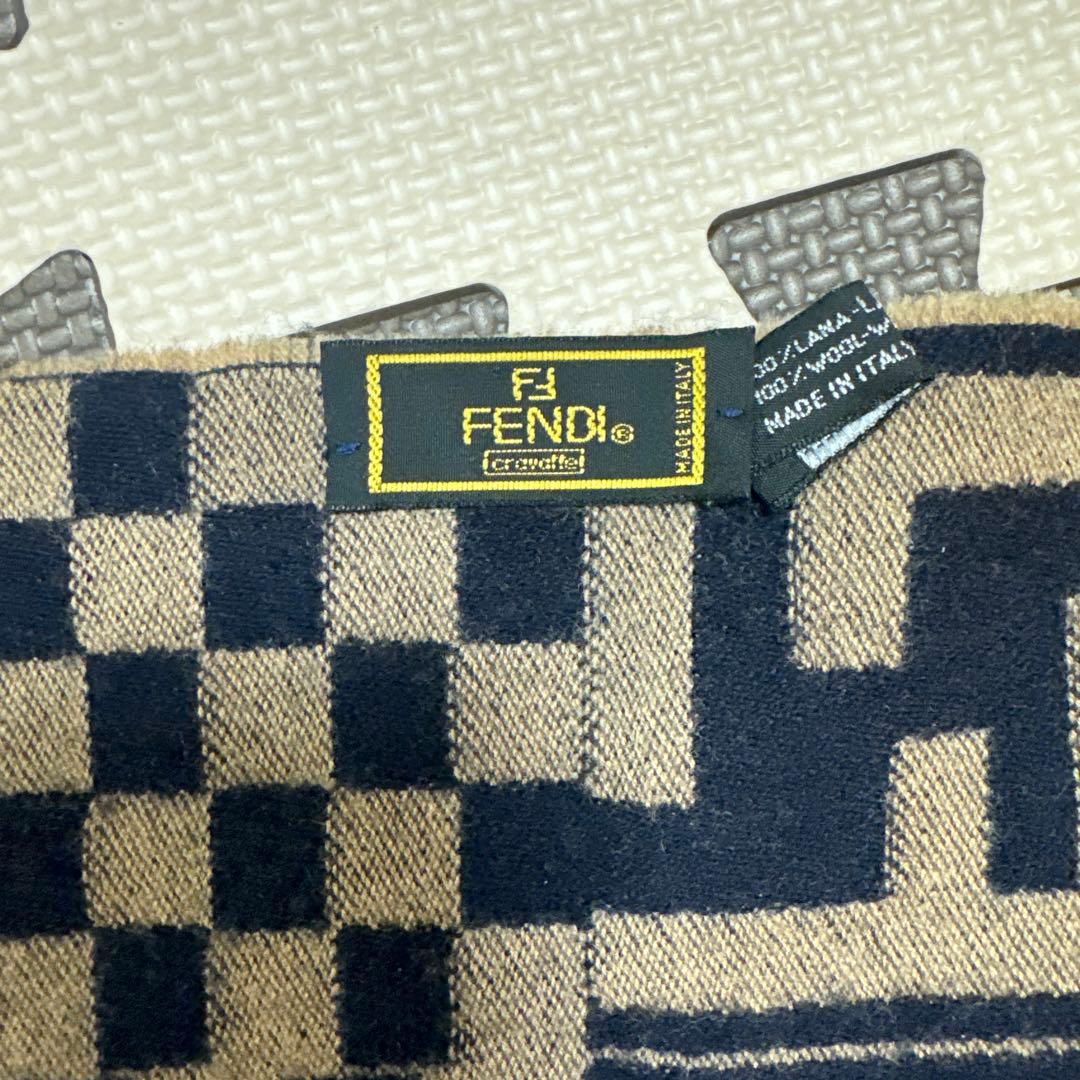 FENDI【美品】フェンディ ズッカ マフラー ブラウン ネイビー